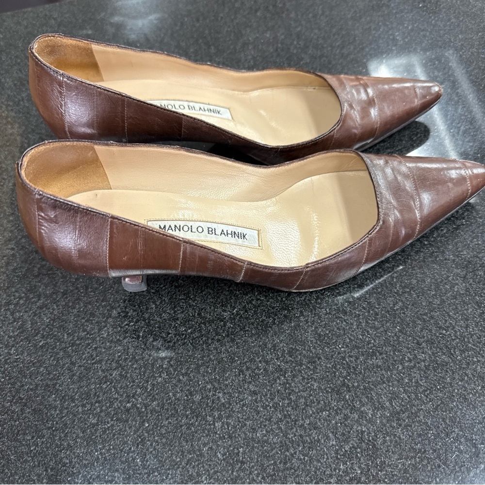 Manolo Blahnik Brown Leather Women's Shoes